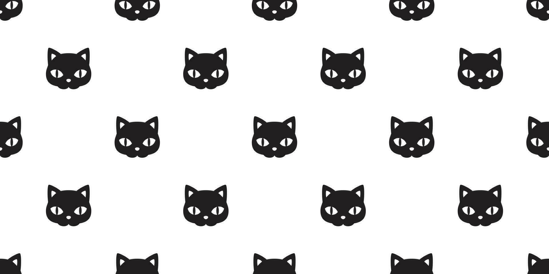 Cat seamless pattern vector Halloween black kitten face calico scarf isolated tile background repeat wallpaper