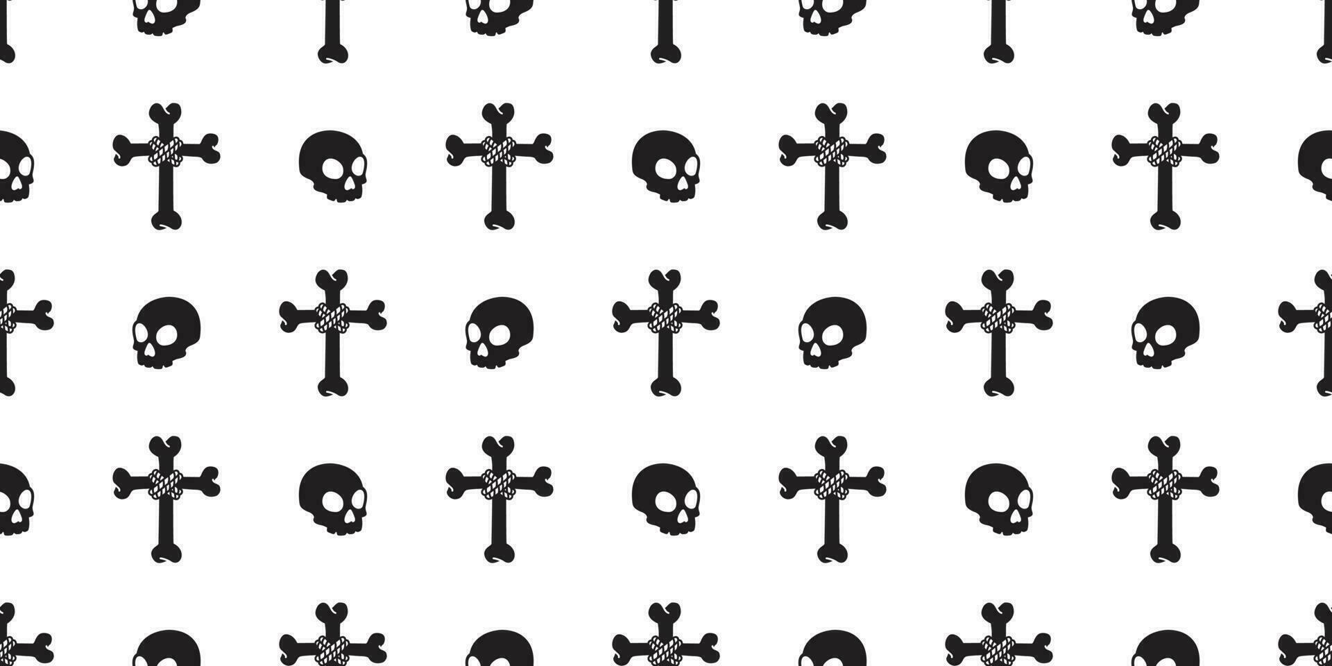 skull seamless pattern Halloween vector crossbones Christ Cross bone Ghost poison tile background scarf isolated repeat wallpaper