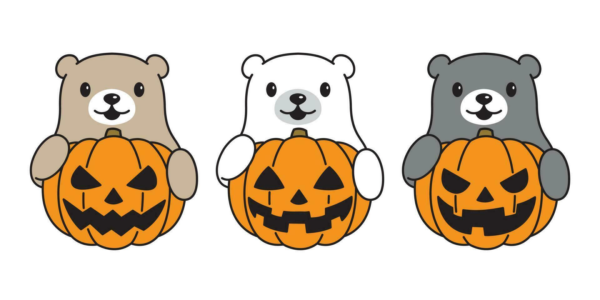 bear vector polar bear pumpkin Halloween cartoon character icon logo illustration symbol