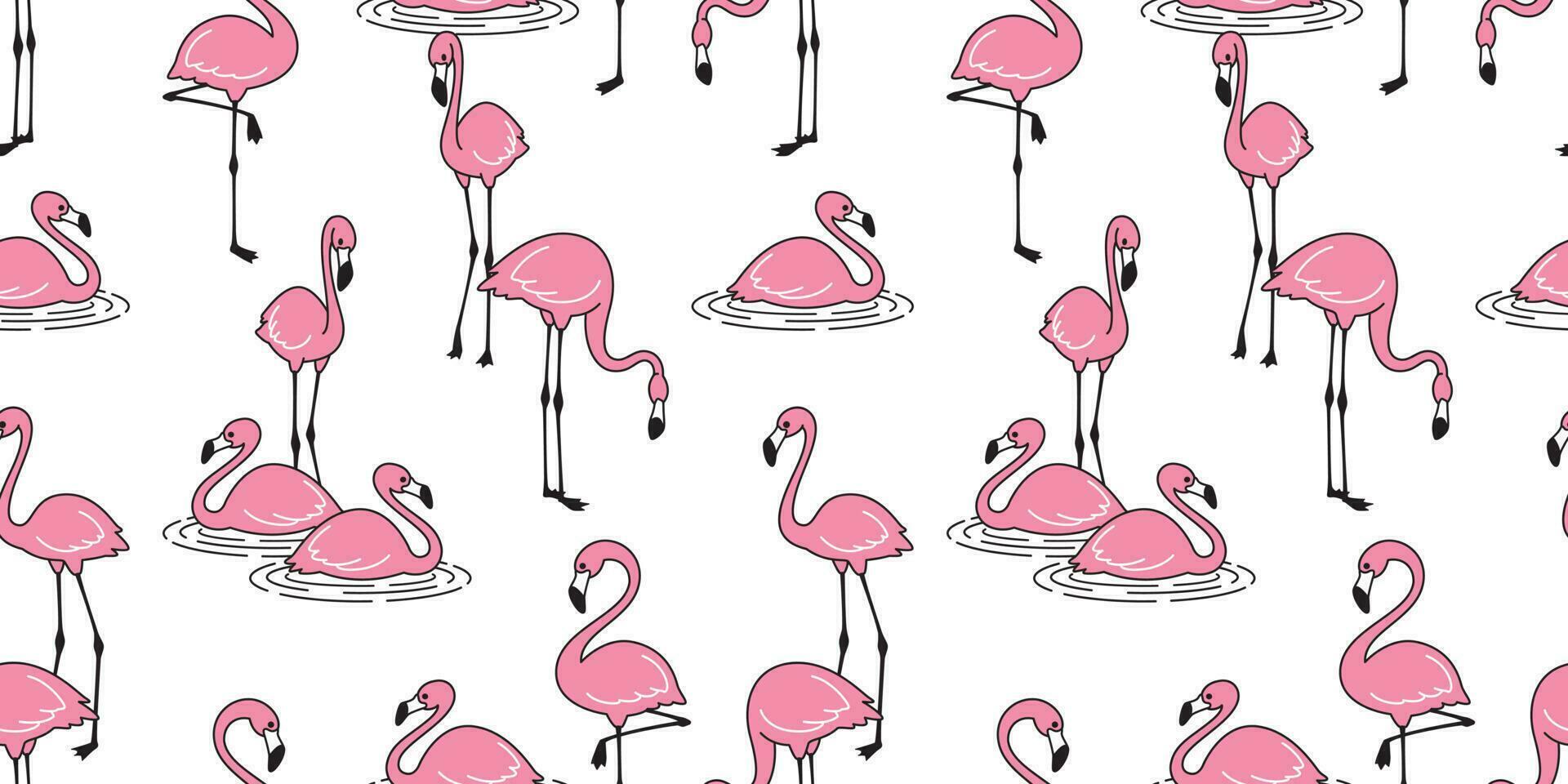 Flamingo seamless pattern vector pink Flamingos exotic bird tropical summer scarf isolated repeat wallpaper tile background cartoon illustration