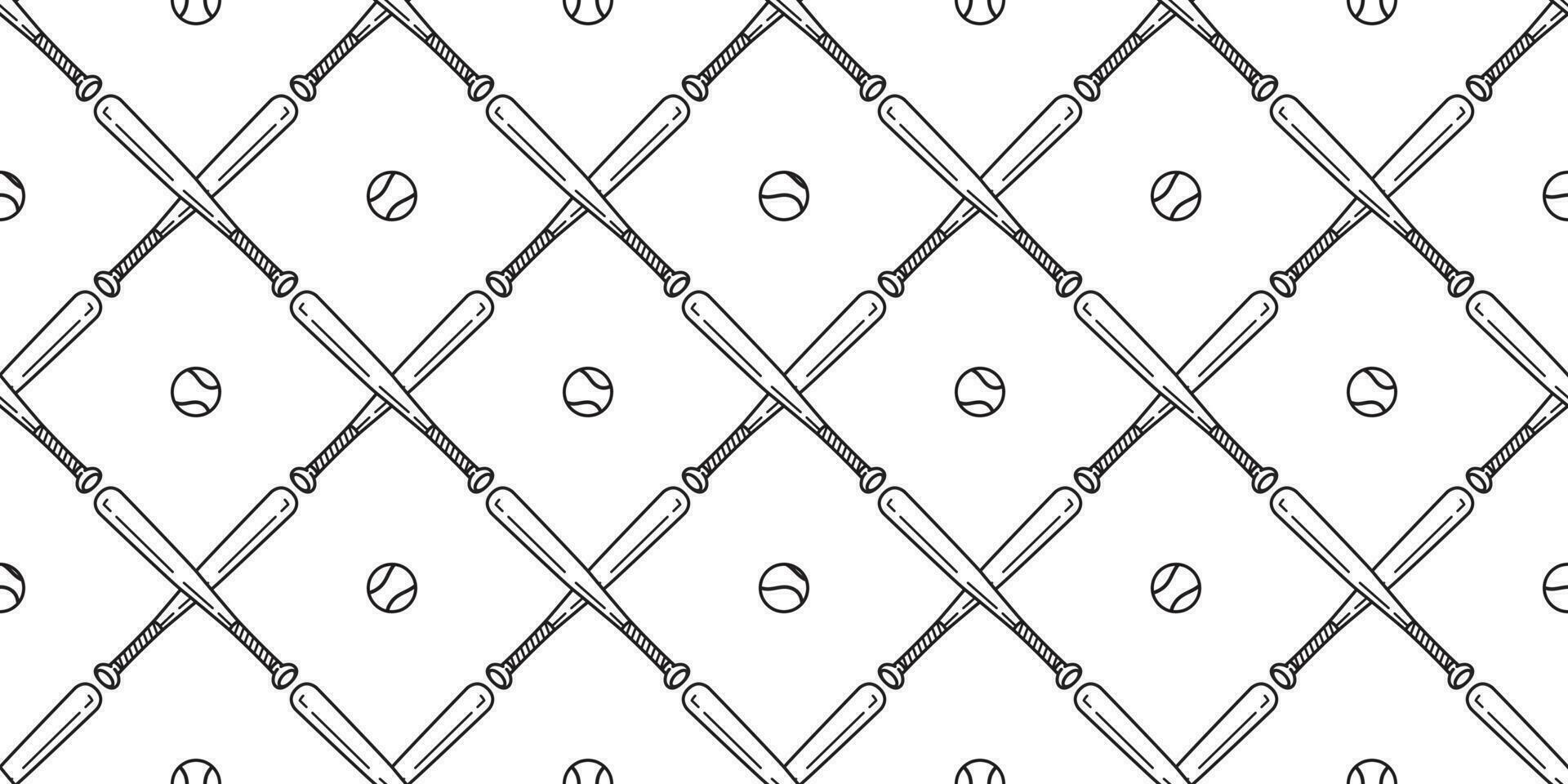 baseball Seamless pattern vector softball baseball bat scarf isolated tile background repeat wallpaper