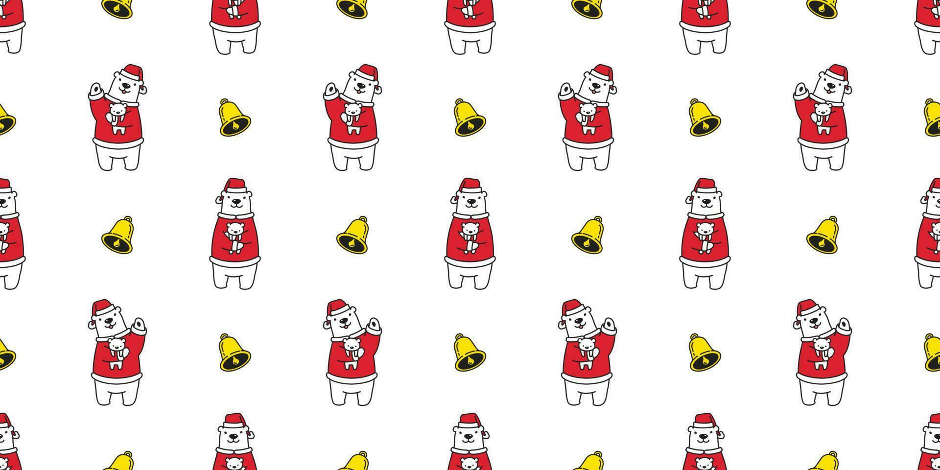 Bear seamless pattern vector polar bear Christmas Santa claus Hat teddy cartoon isolated tile background wallpaper character illustration