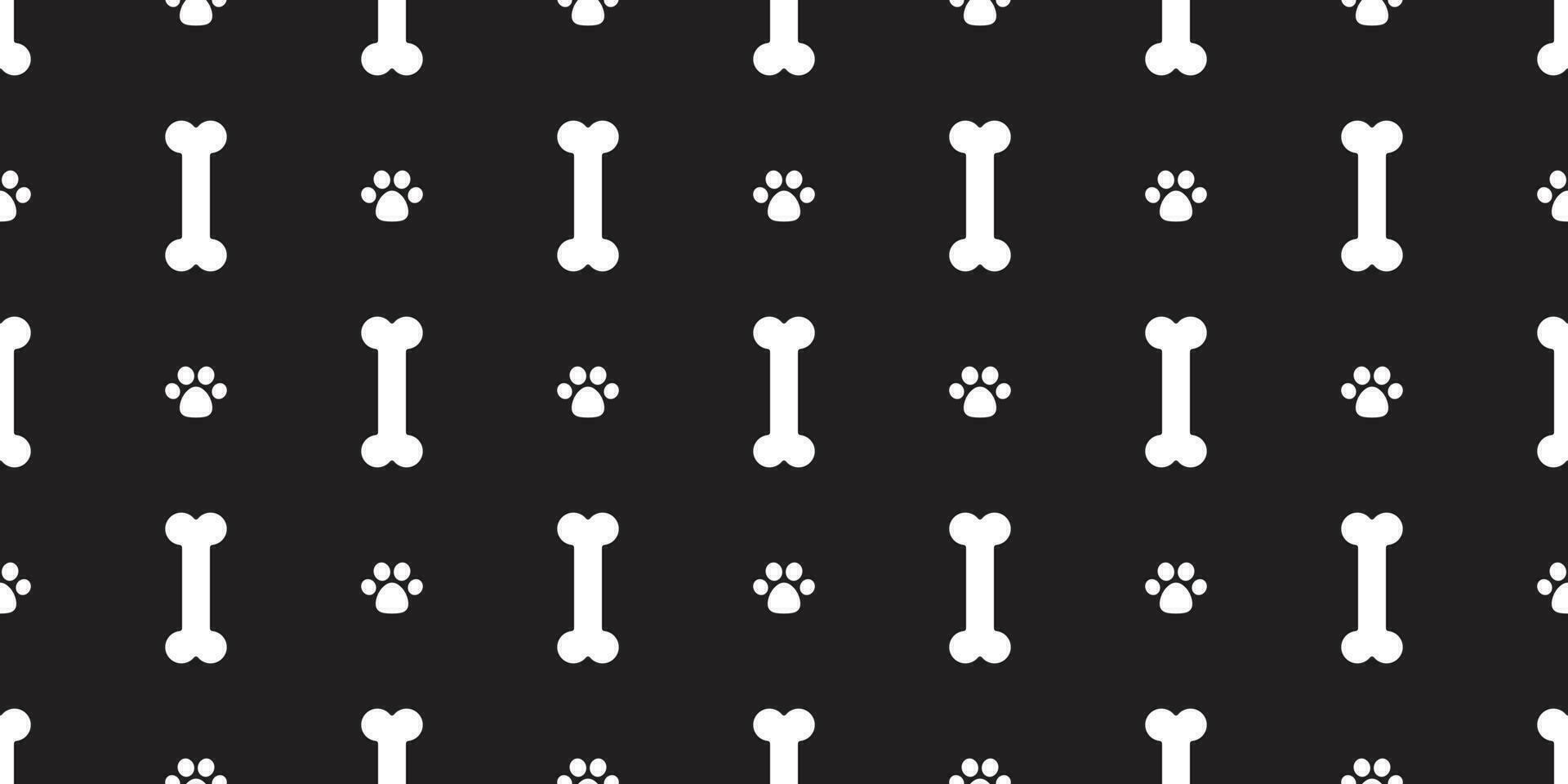 Dog Bone Seamless pattern dog paw vector bulldog puppy background wallpaper black