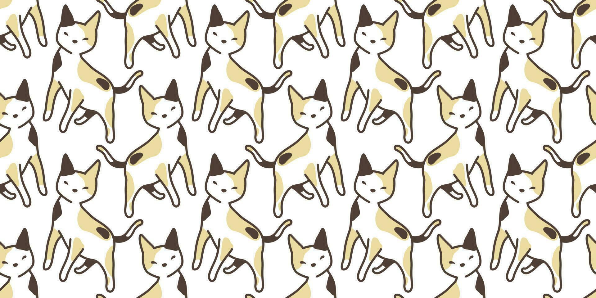 cat seamless Pattern vector calico kitten isolated background repeat wallpaper cartoon