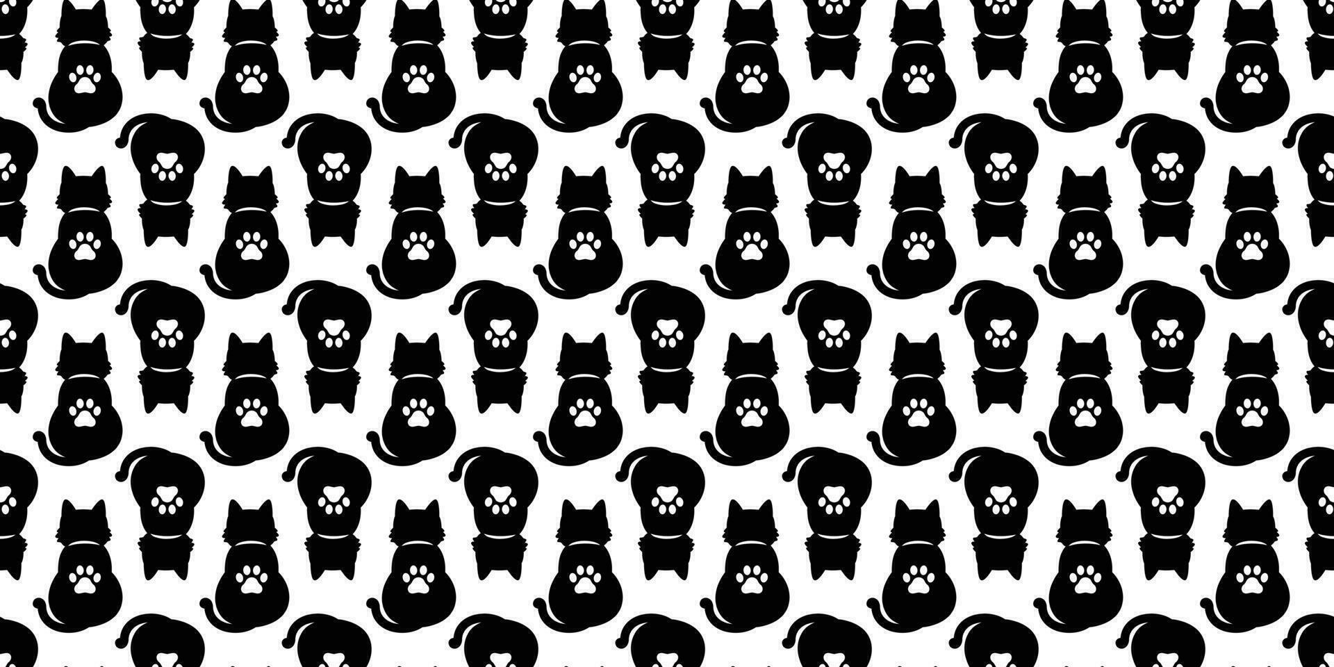 cat Seamless pattern vector paw halloween kitten calico cartoon tile background repeat wallpaper scarf isolated