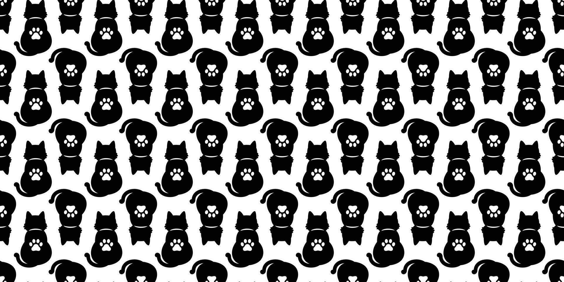 cat Seamless pattern vector paw halloween kitten calico cartoon tile background repeat wallpaper scarf isolated