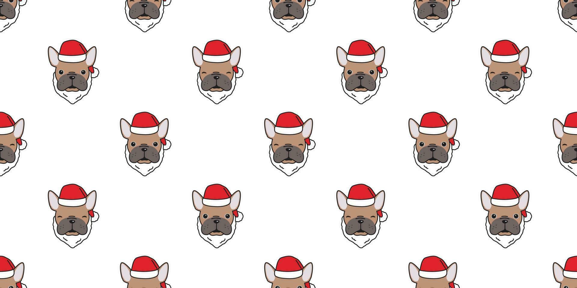 perro sin costura modelo francés buldog vector Navidad Papa Noel claus bufanda aislado loseta antecedentes repetir fondo de pantalla