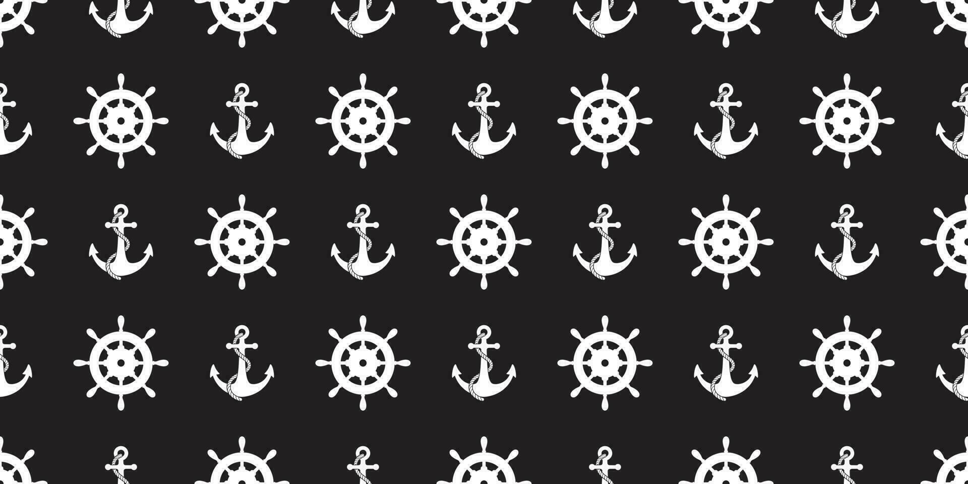 helm anchor seamless pattern vector maritime nautical isolated sea ocean boat background wallpaper black