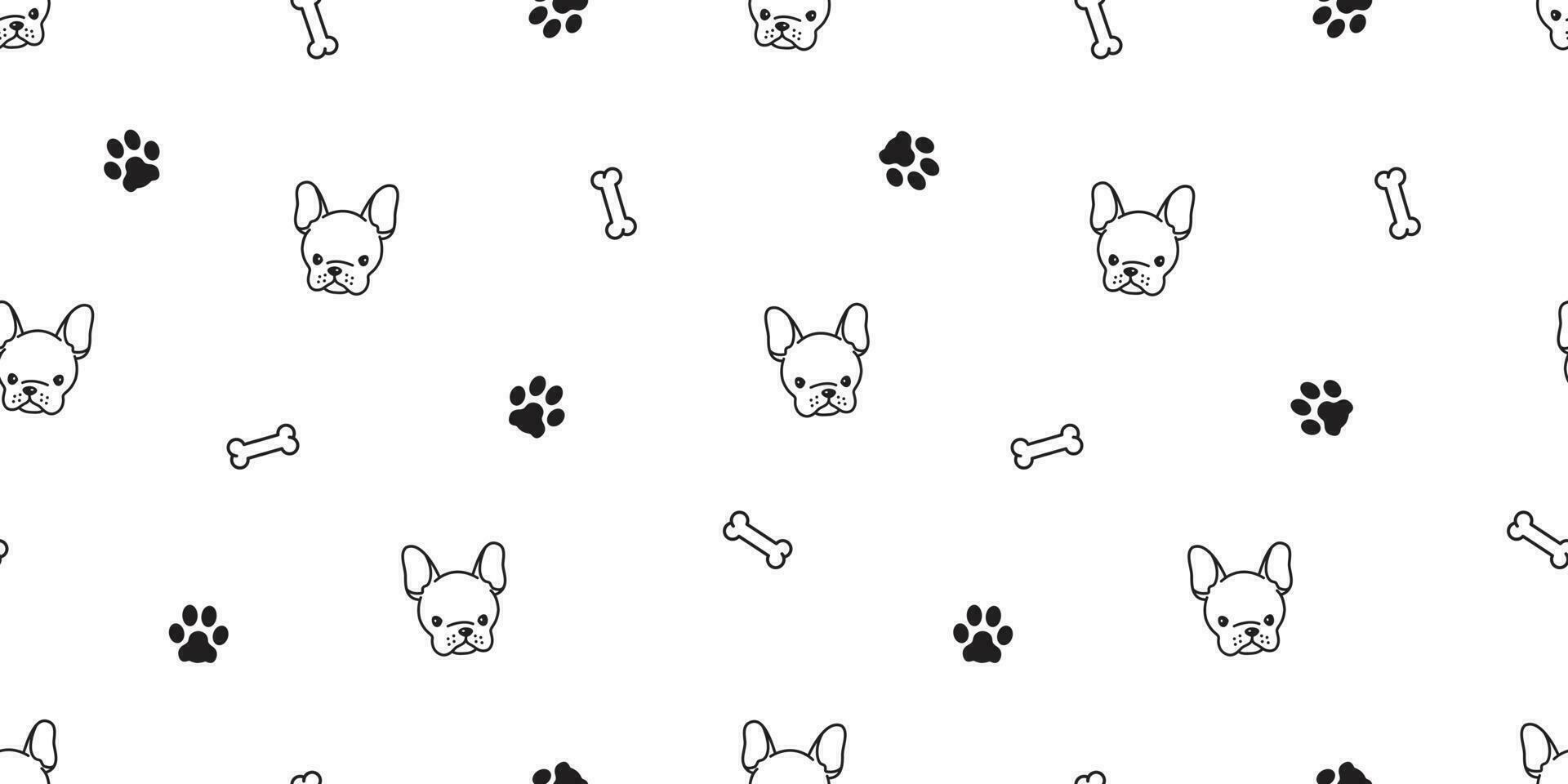 dog Seamless pattern french bulldog vector pug bone paw background wallpaper isolated