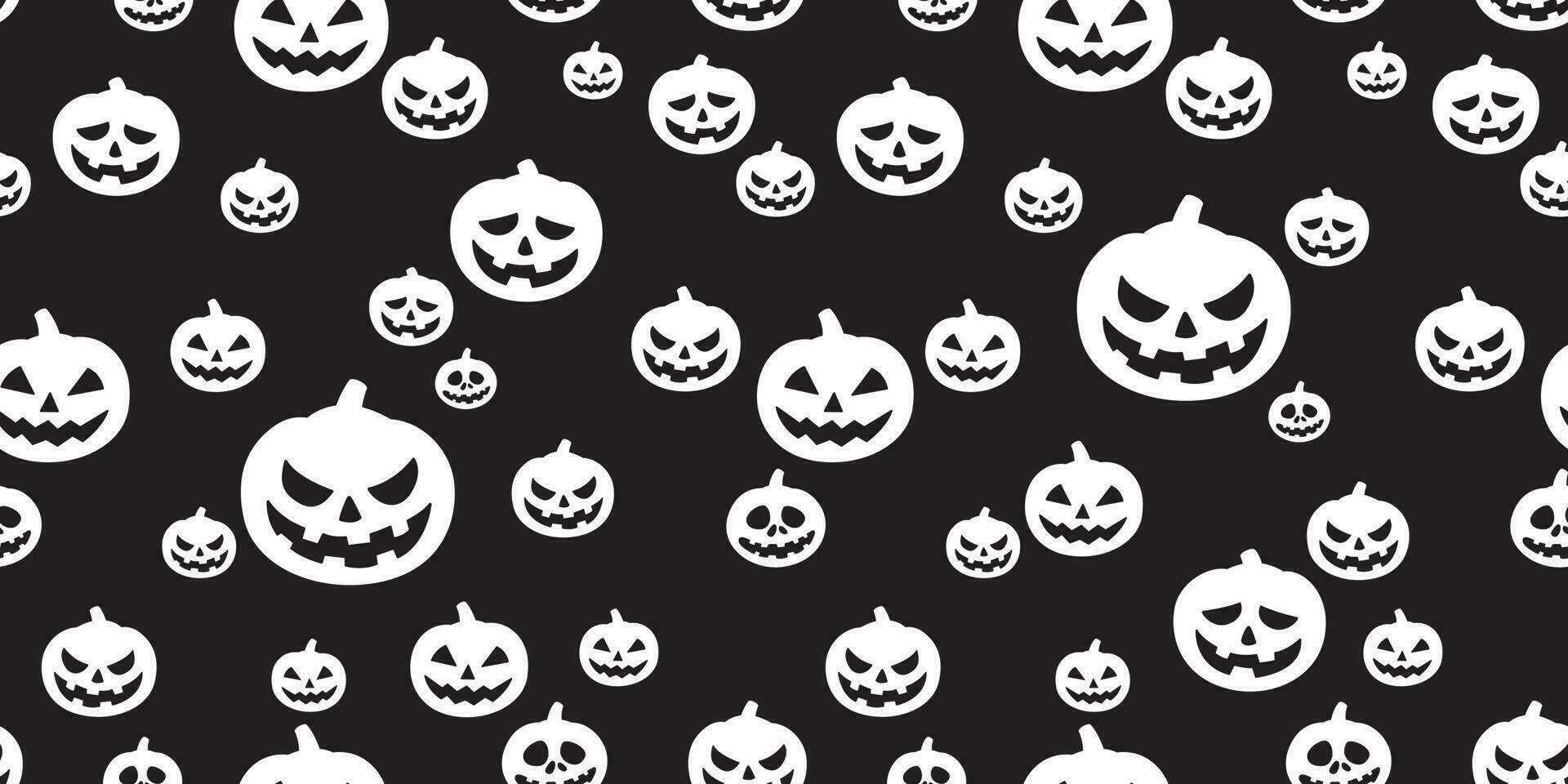 Víspera de Todos los Santos sin costura modelo calabaza vector fantasma bufanda aislado repetir fondo de pantalla loseta antecedentes negro