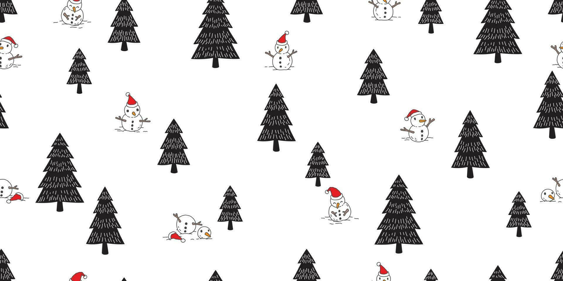 Navidad sin costura modelo Papa Noel claus vector monigote de nieve árbol madera bosque nieve bufanda aislado fondo de pantalla loseta antecedentes