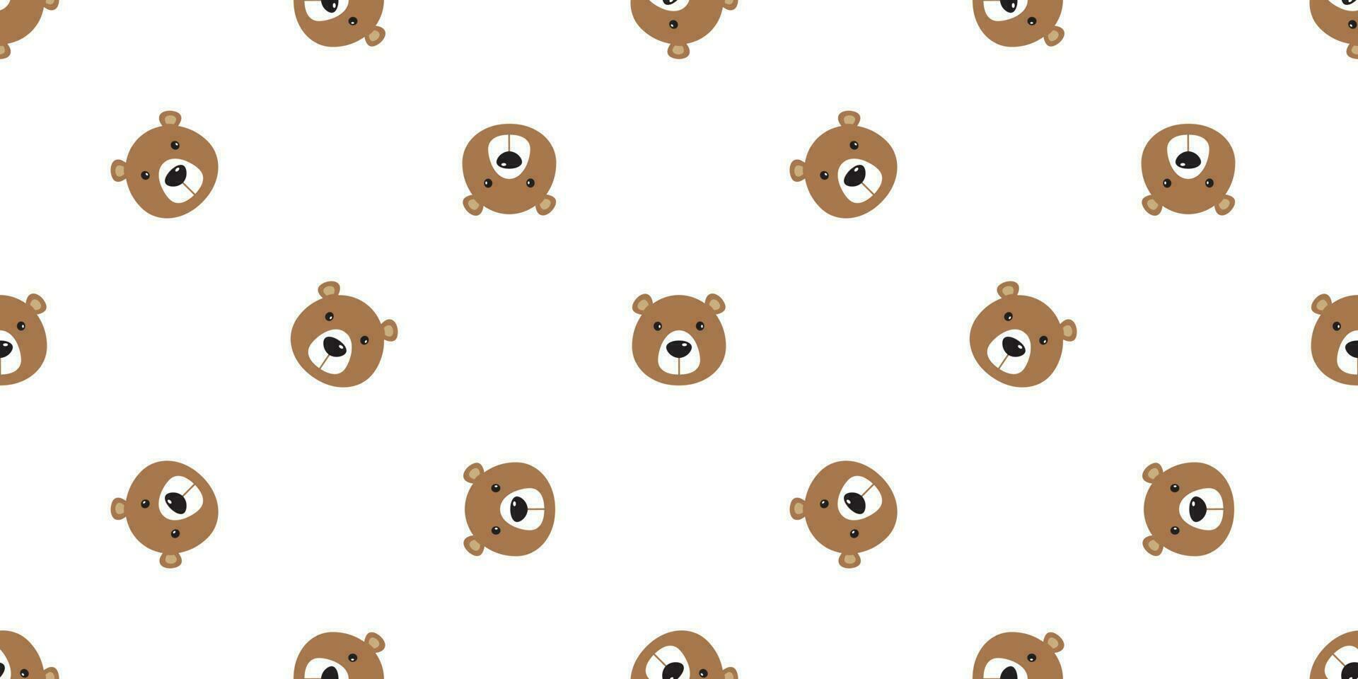 bear seamless vector pattern polar bear panda teddy isolated background repeat wallpaper cartoon doodle brown