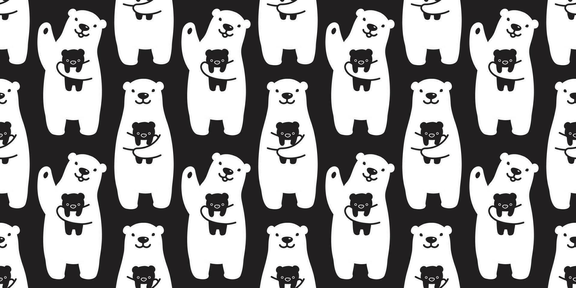 bear seamless pattern polar bear vector panda teddy isolated background repeat wallpaper cartoon black