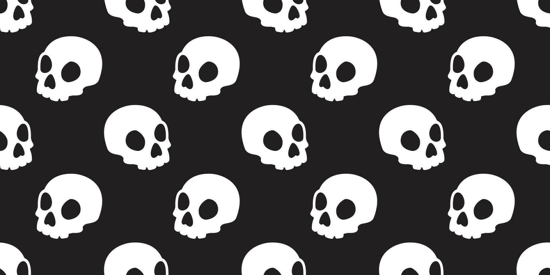 Skull seamless pattern Halloween vector bone Ghost head background isolated tile wallpaper illustration