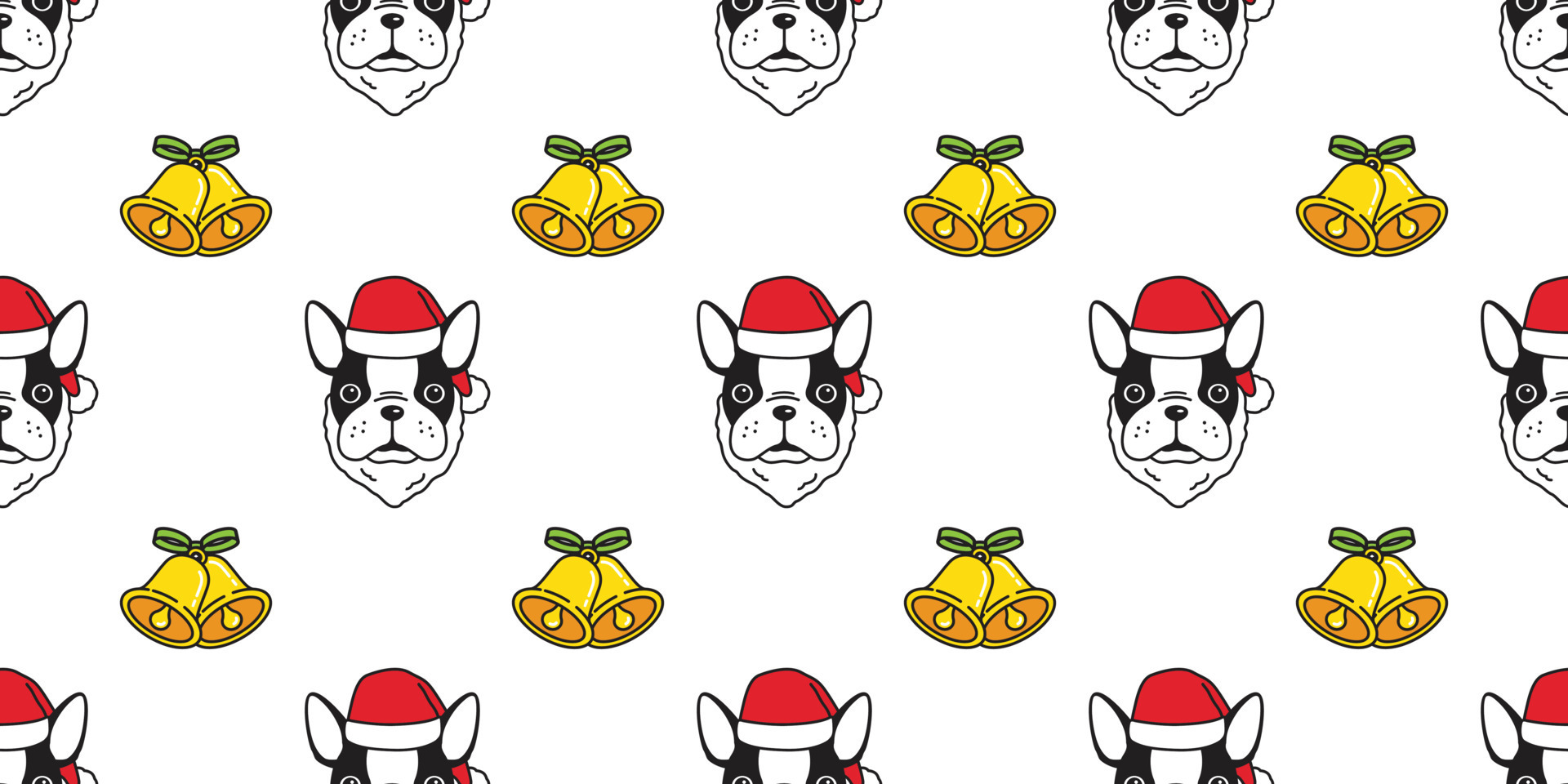 Dog seamless pattern french bulldog vector Christmas Santa Claus