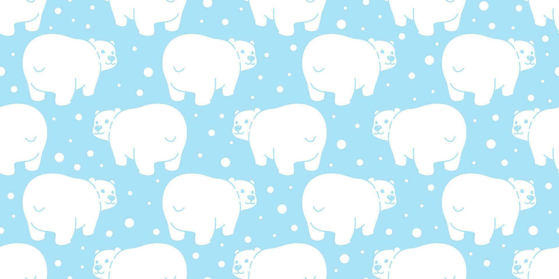 Bear seamless pattern polar bear vector snow background illustration cartoon wallpaper isolated