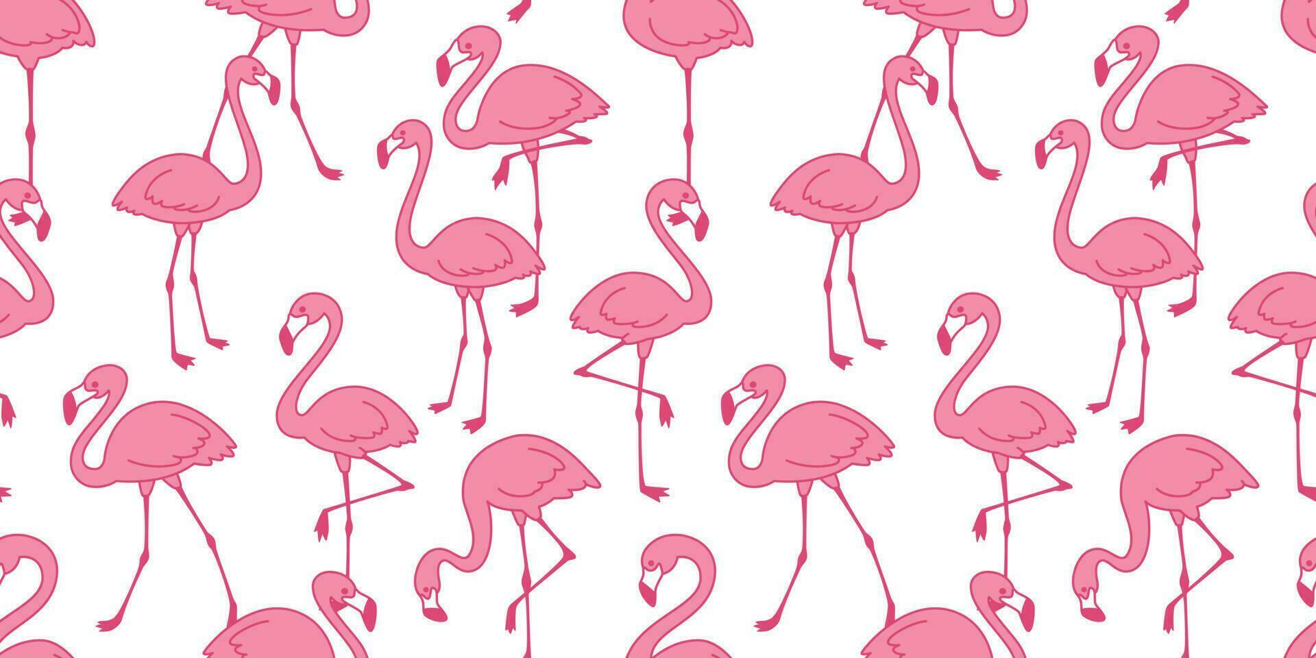 Flamingo seamless pattern vector pink Flamingos exotic bird tropical scarf isolated tile background repeat wallpaper cartoon illustration