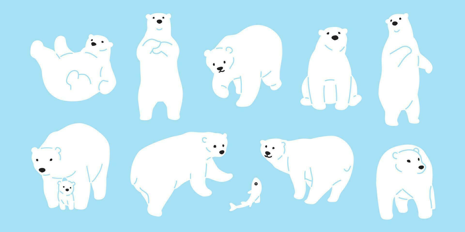 oso vector polar oso icono logo ilustración personaje garabatear blanco