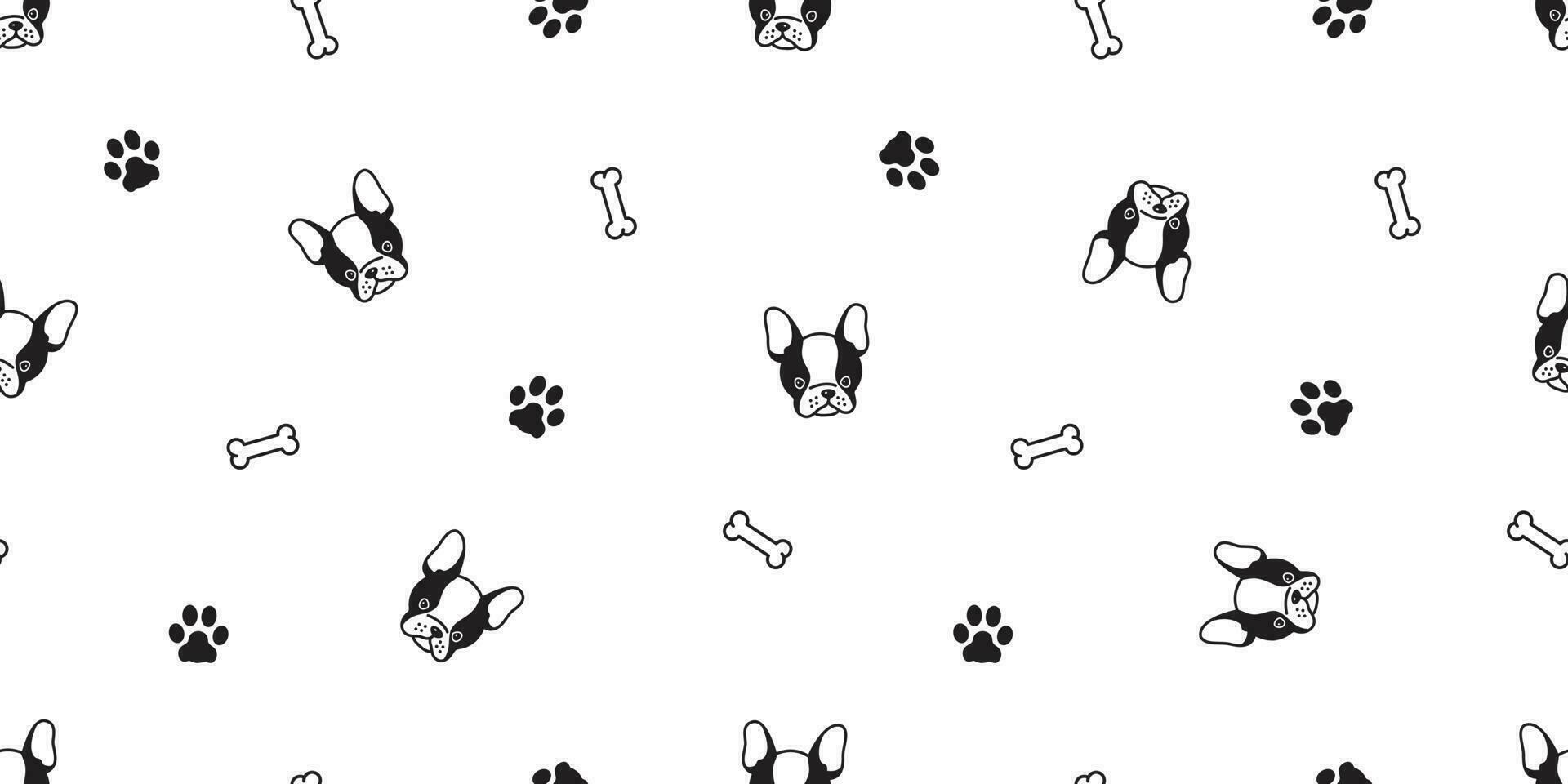 dog Seamless pattern vector french bulldog isolated cartoon pug bone paw background repeat wallpaper