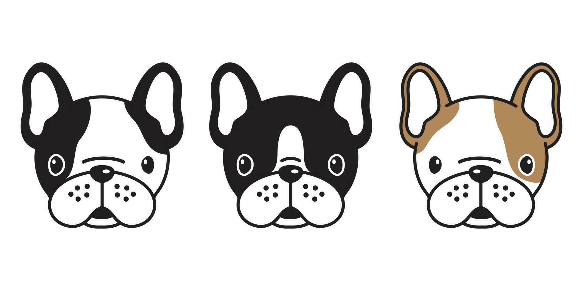 perro vector francés buldog doguillo cabeza logo icono ilustración dibujos animados garabatear
