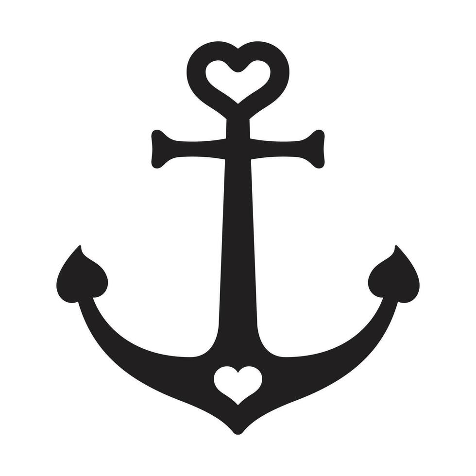 Anchor vector icon boat helm heart logo Nautical maritime valentine ocean sea illustration symbol graphic