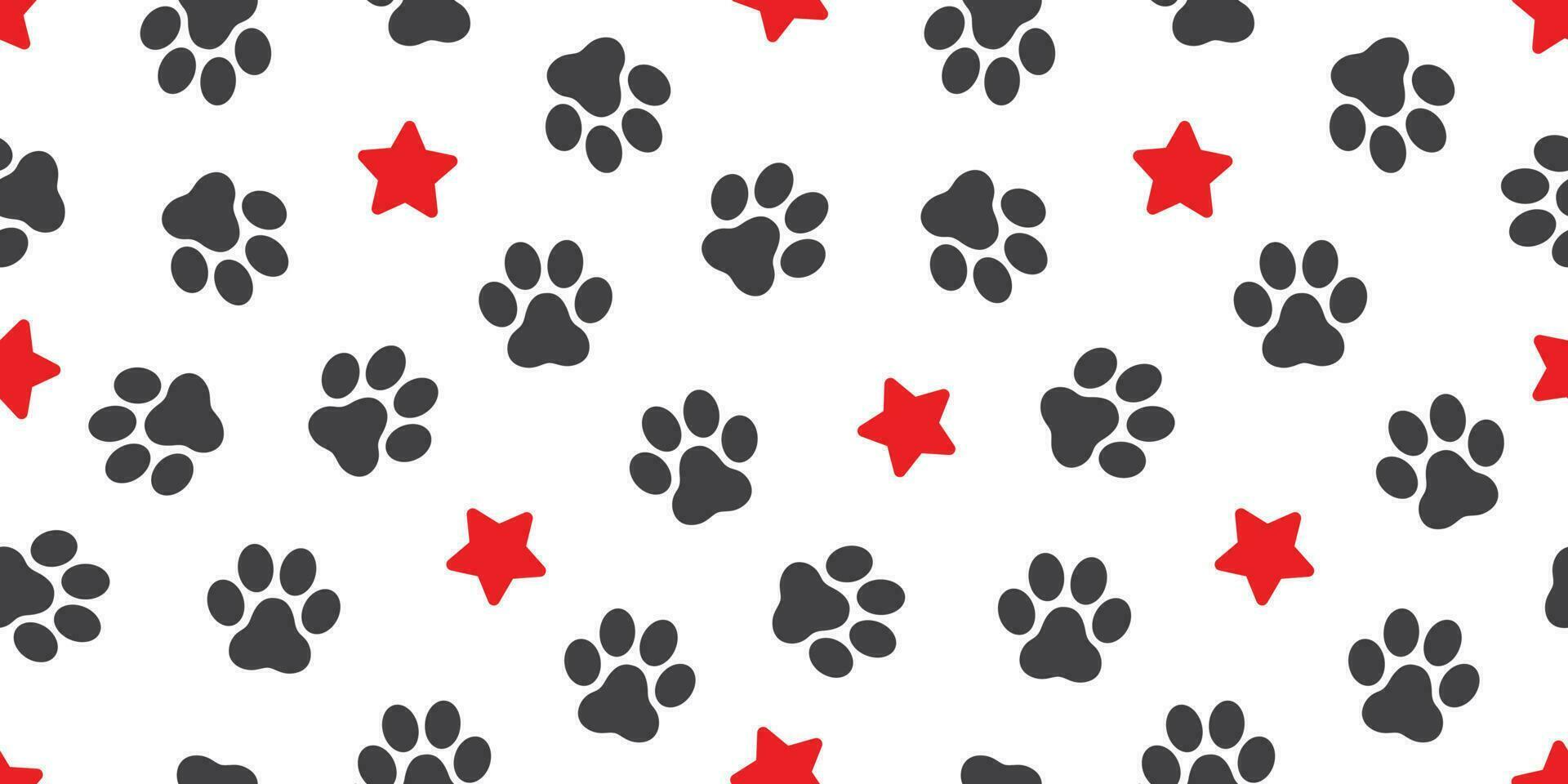 Dog Paw seamless vector footprint pattern kitten puppy star tile background repeat wallpaper illustration cartoon isolated