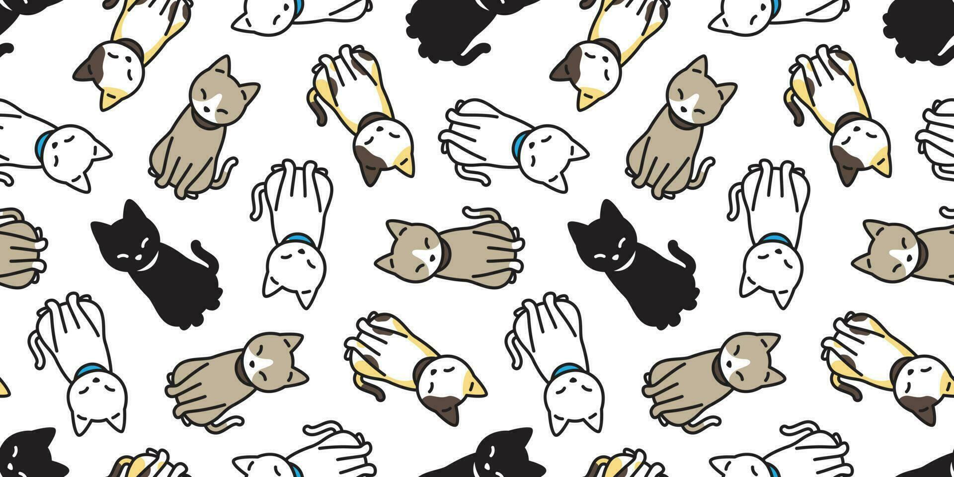 cat seamless pattern kitten vector scarf isolated background repeat wallpaper cartoon