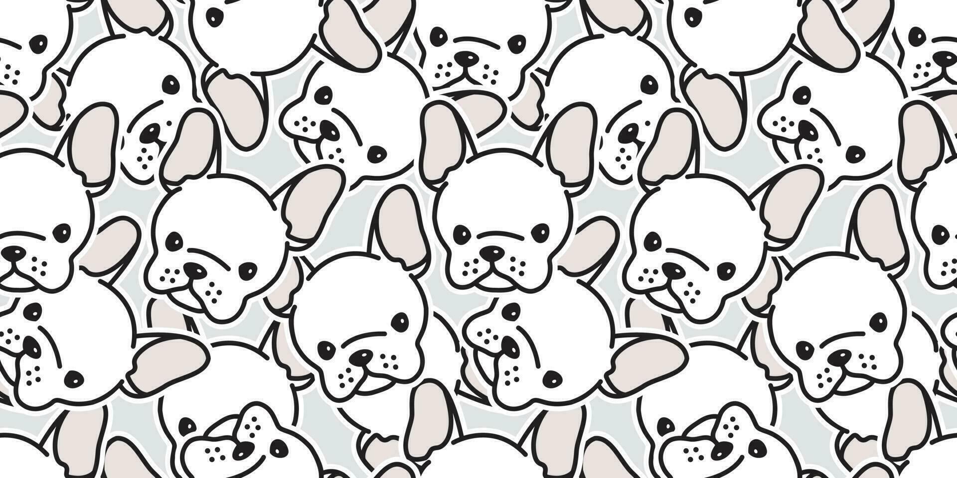 Dog seamless pattern french bulldog vector pug head isolated background wallpaper repeat cartoon white