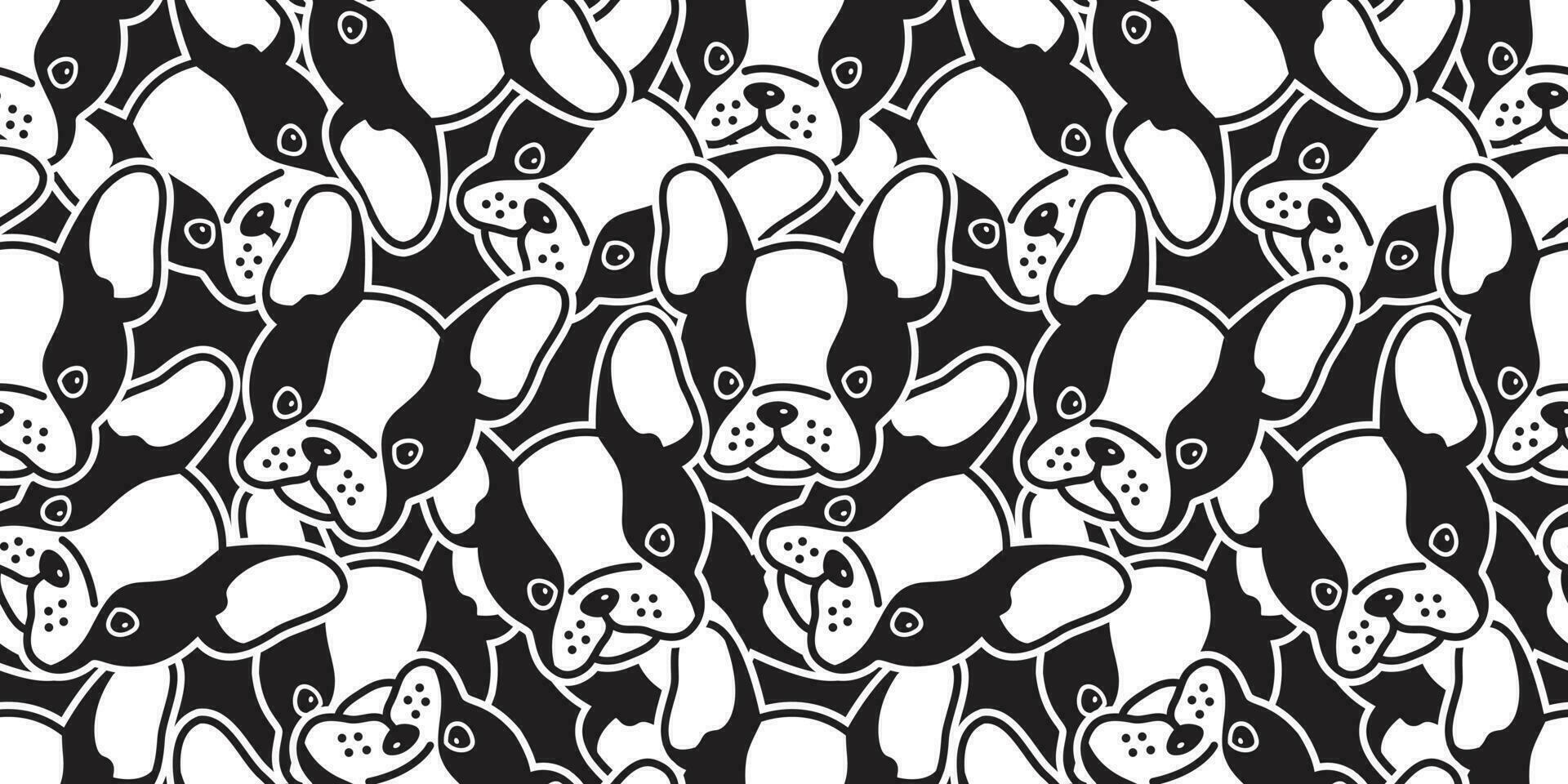 Dog seamless pattern french bulldog vector pug head cartoon isolated background wallpaper repeat