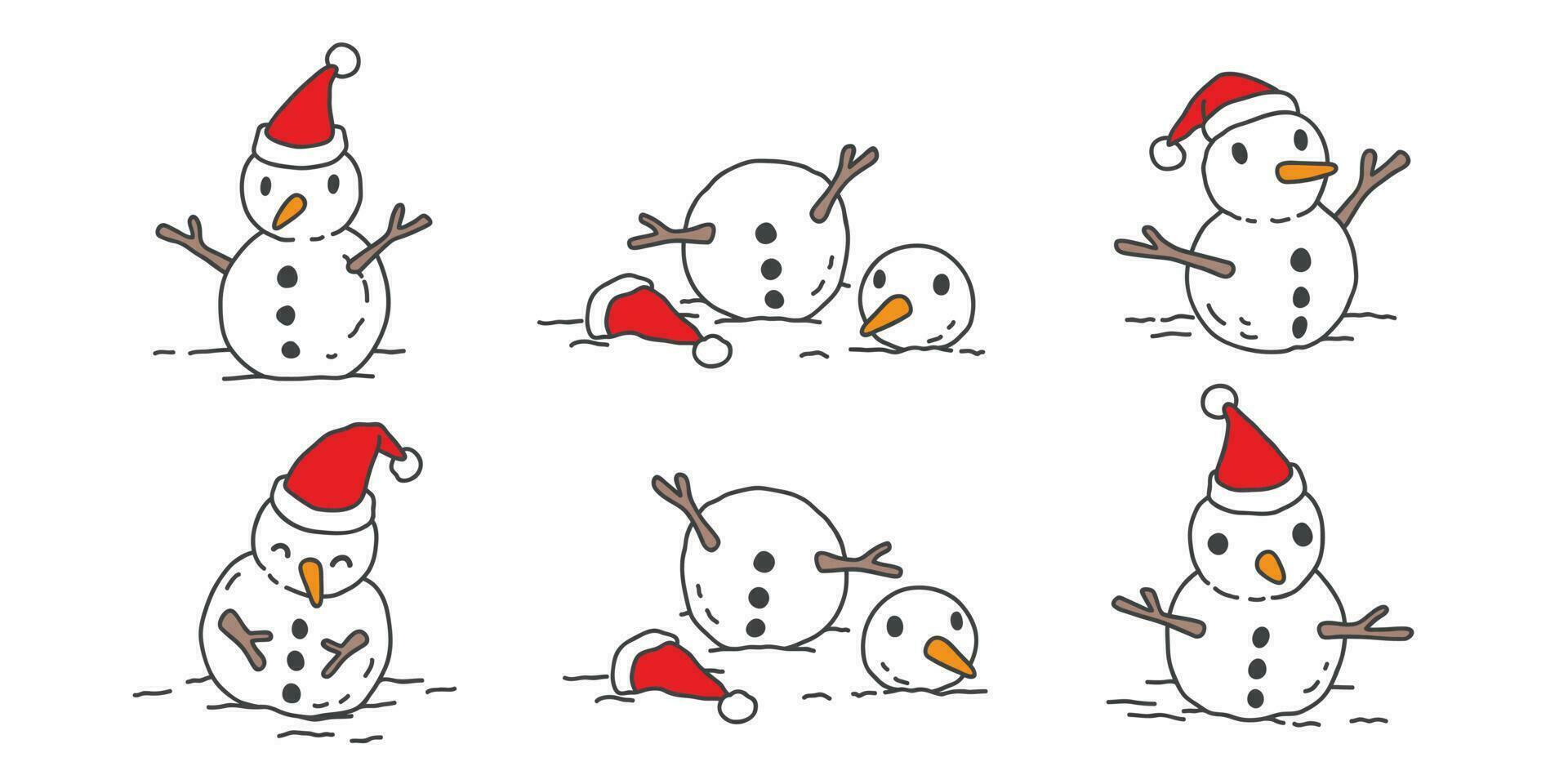 Snowman vector Christmas icon logo cartoon Santa Claus new year character illustration doodle