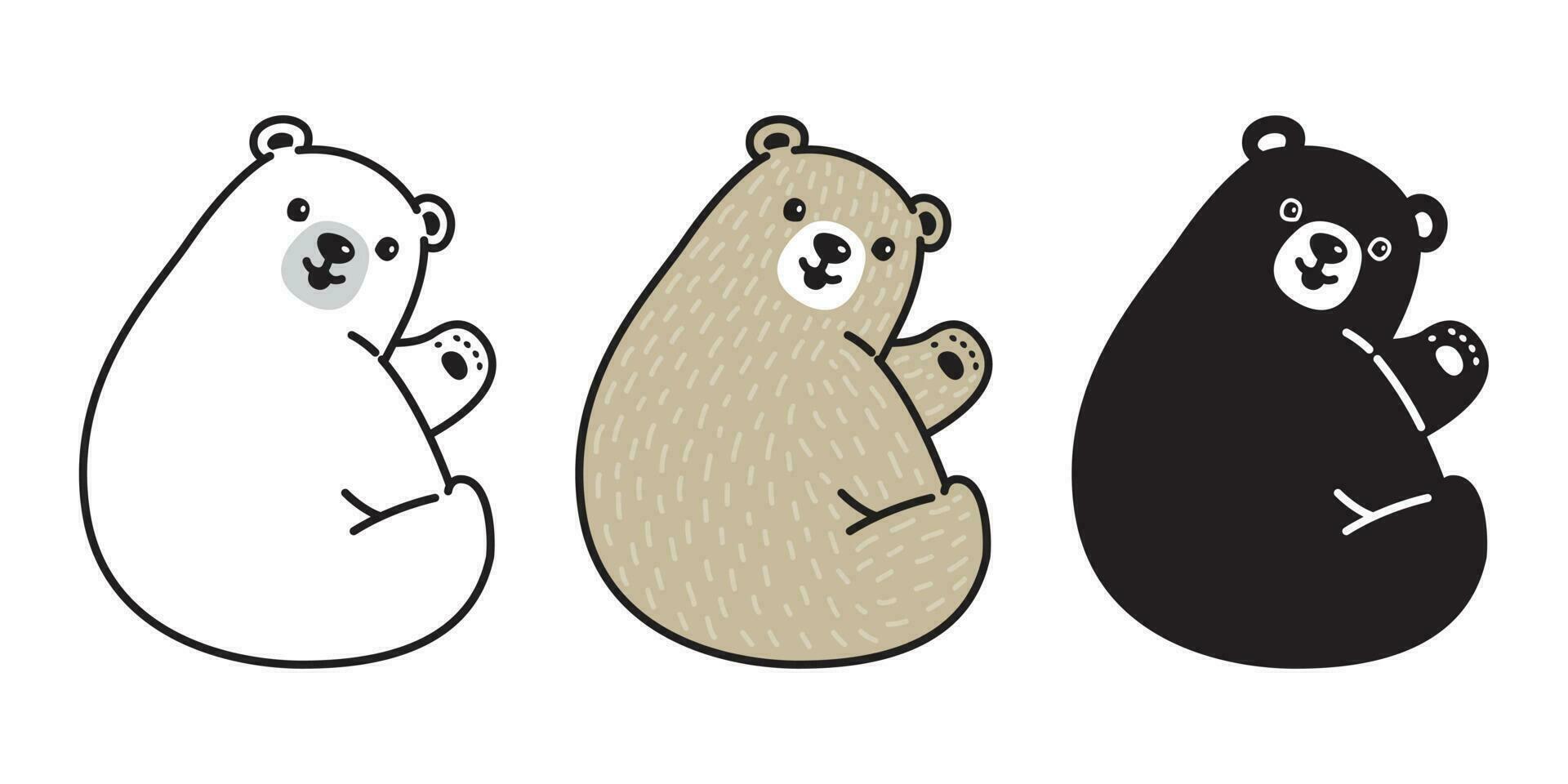 Bear vector Polar Bear cartoon character illustration icon logo smile sitting doodle