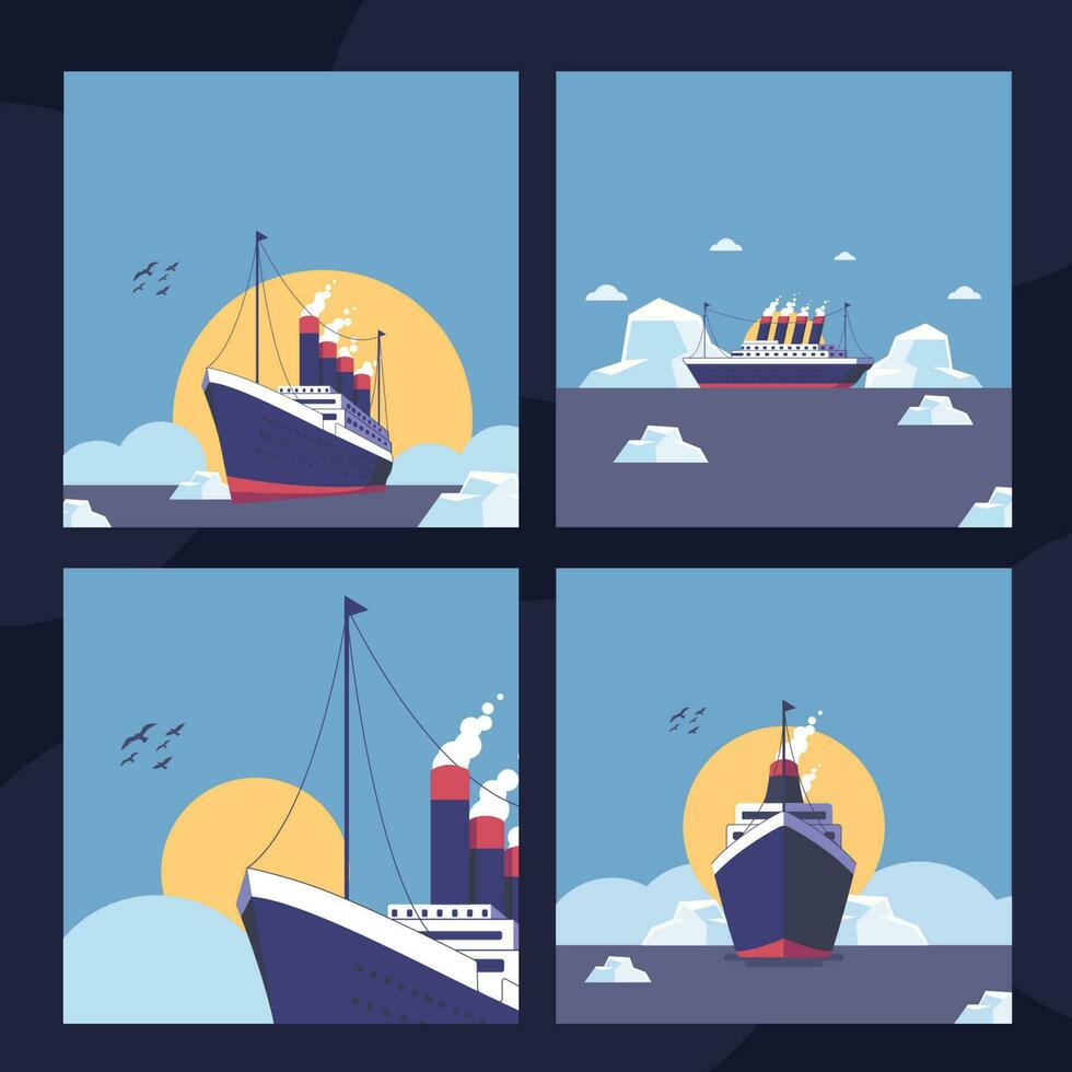 Titanic Remembrance Social Media Post Template vector