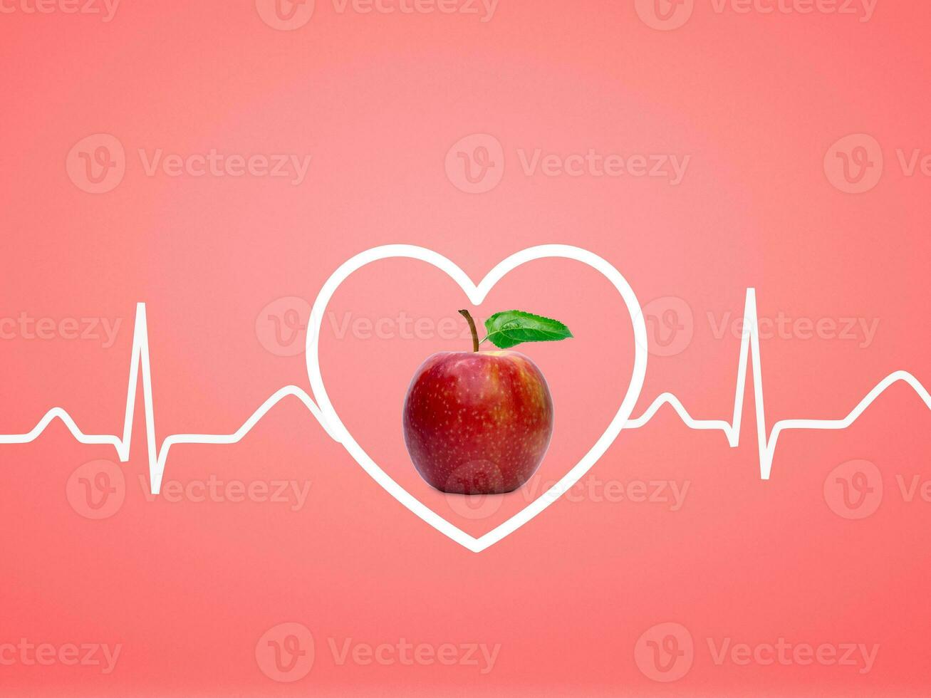 Heartbeat line on red apple photo