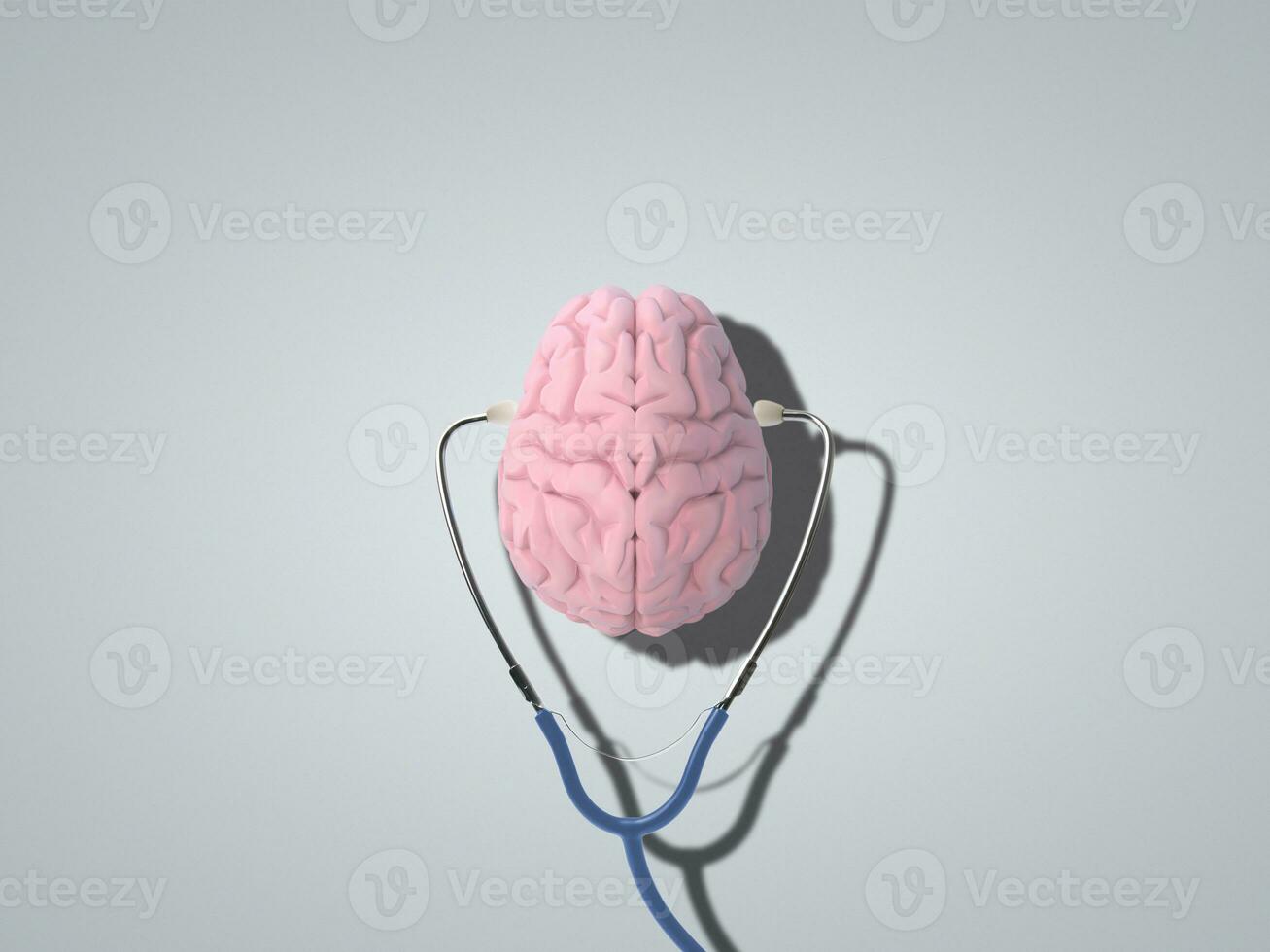 Human brain with stethoscope around photo