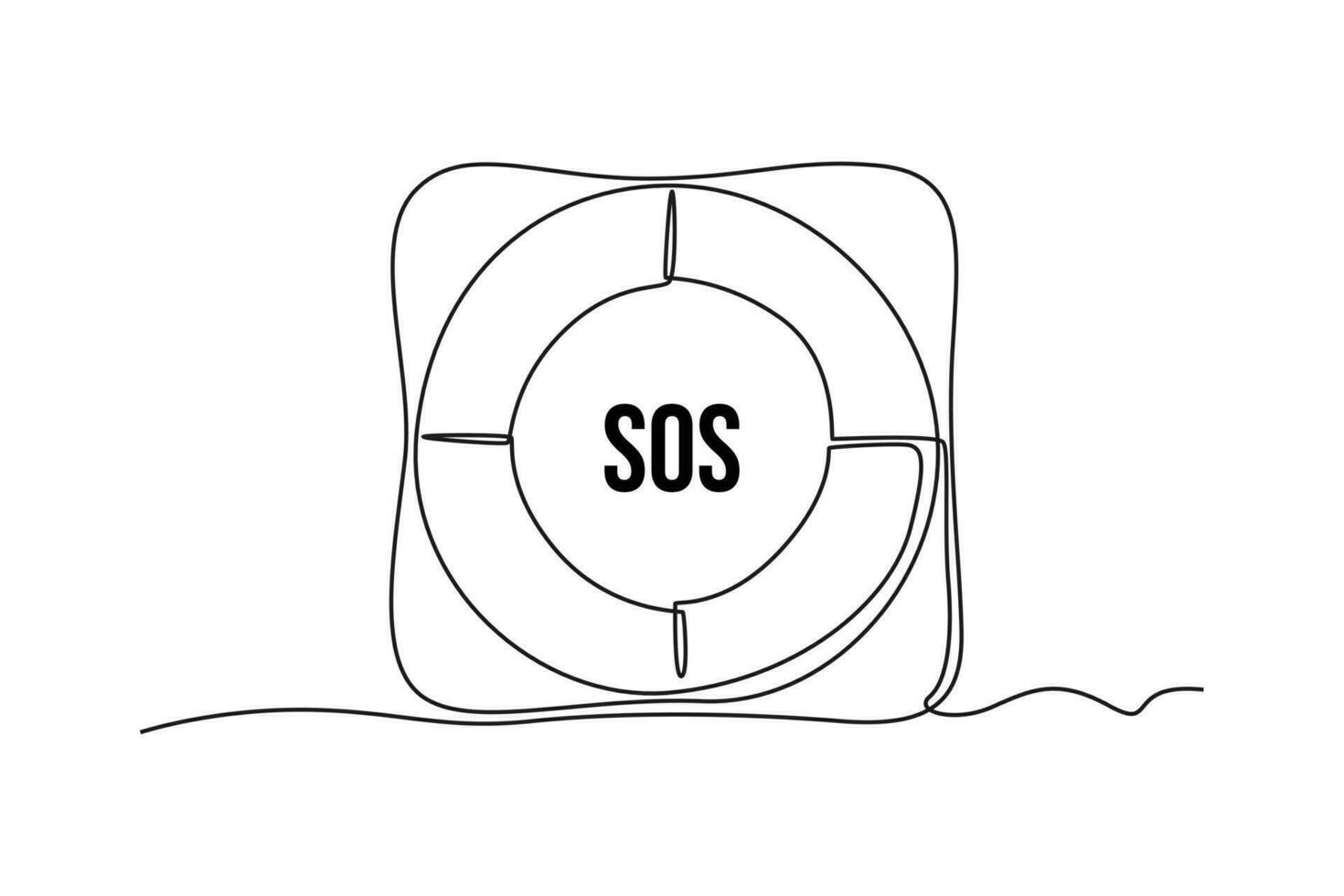 Single one line drawing Life buoy. SOS concept. Continuous line draw design graphic vector illustration.