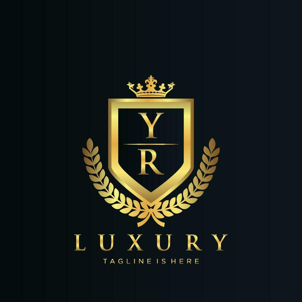 YR Letter Initial with Royal Luxury Logo Template vector