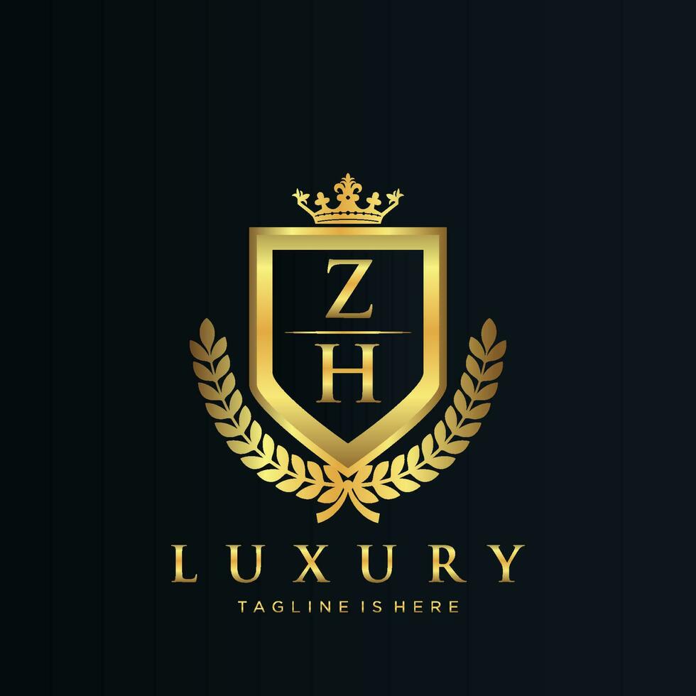 ZH Letter Initial with Royal Luxury Logo Template vector