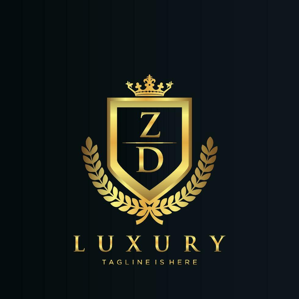 ZD Letter Initial with Royal Luxury Logo Template vector