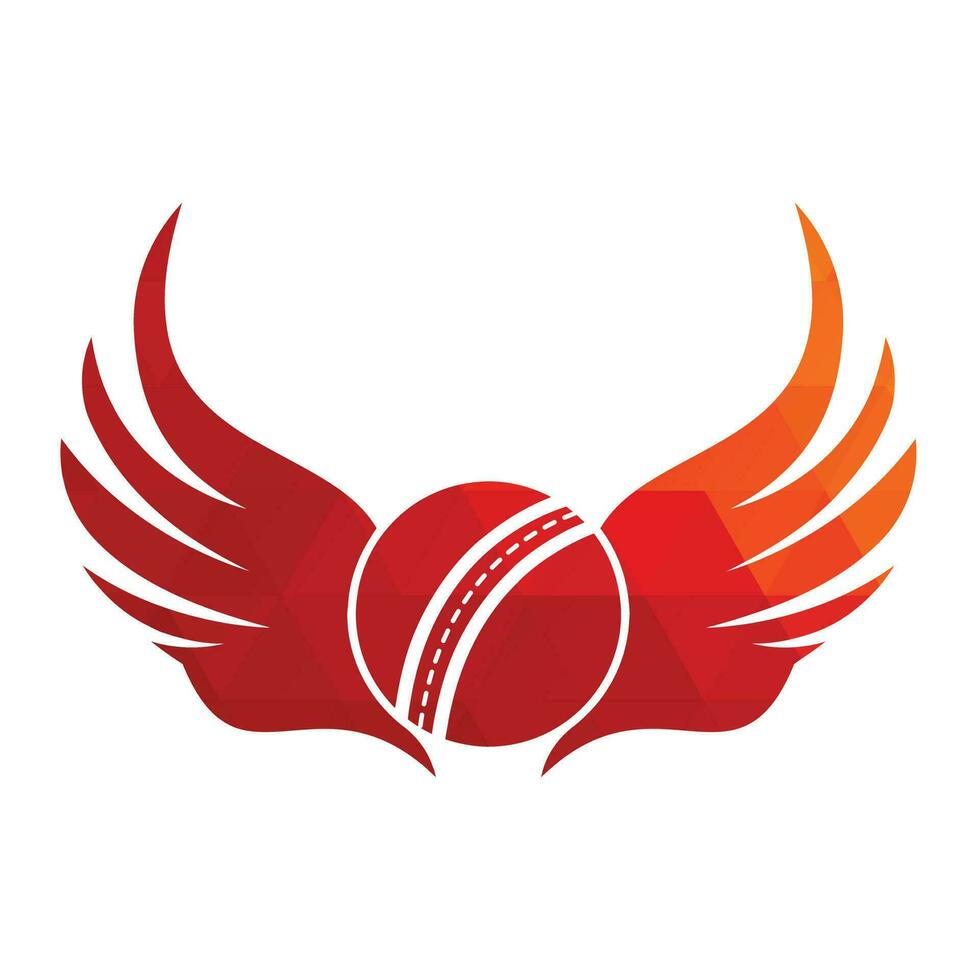 Cricket sports vector logo design template. Cricket ball with wings icon design.