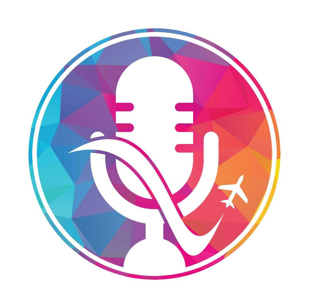 Traveling Podcast vector logo design template. Travel tourism vacation podcast logo concept.