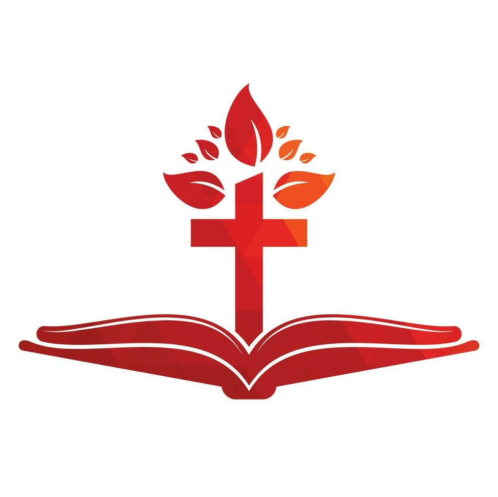 diseño del logotipo del árbol cruzado de la biblia. diseño de plantilla de vector de cruz de árbol de iglesia cristiana.