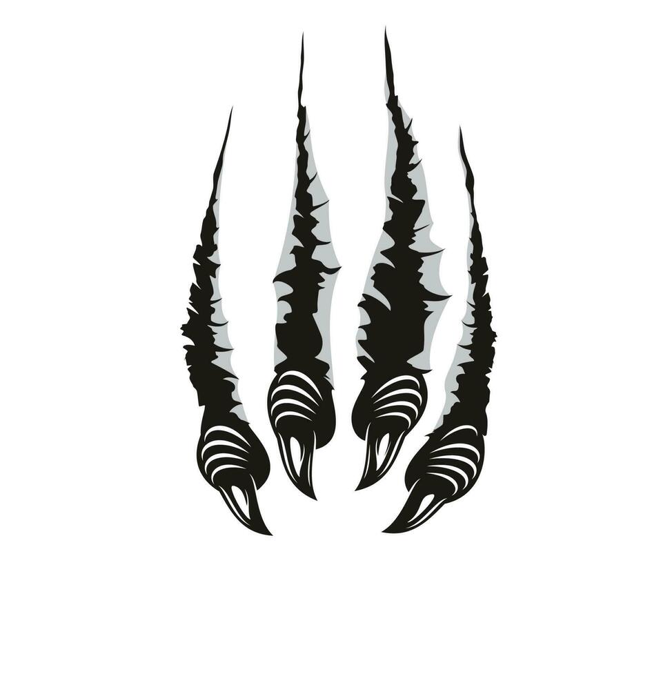 Monster claw marks, scratches of dragon fingers vector