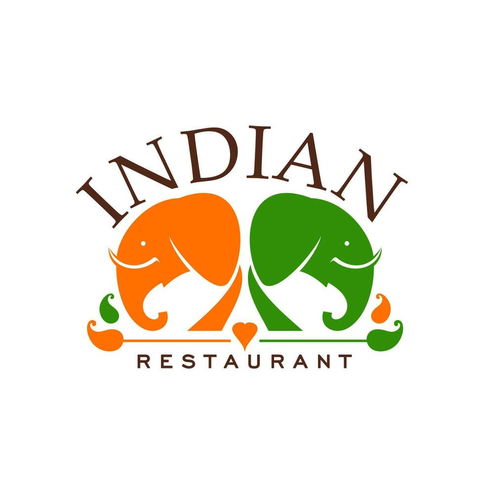 Indian cuisine restaurant icon with elephants vector