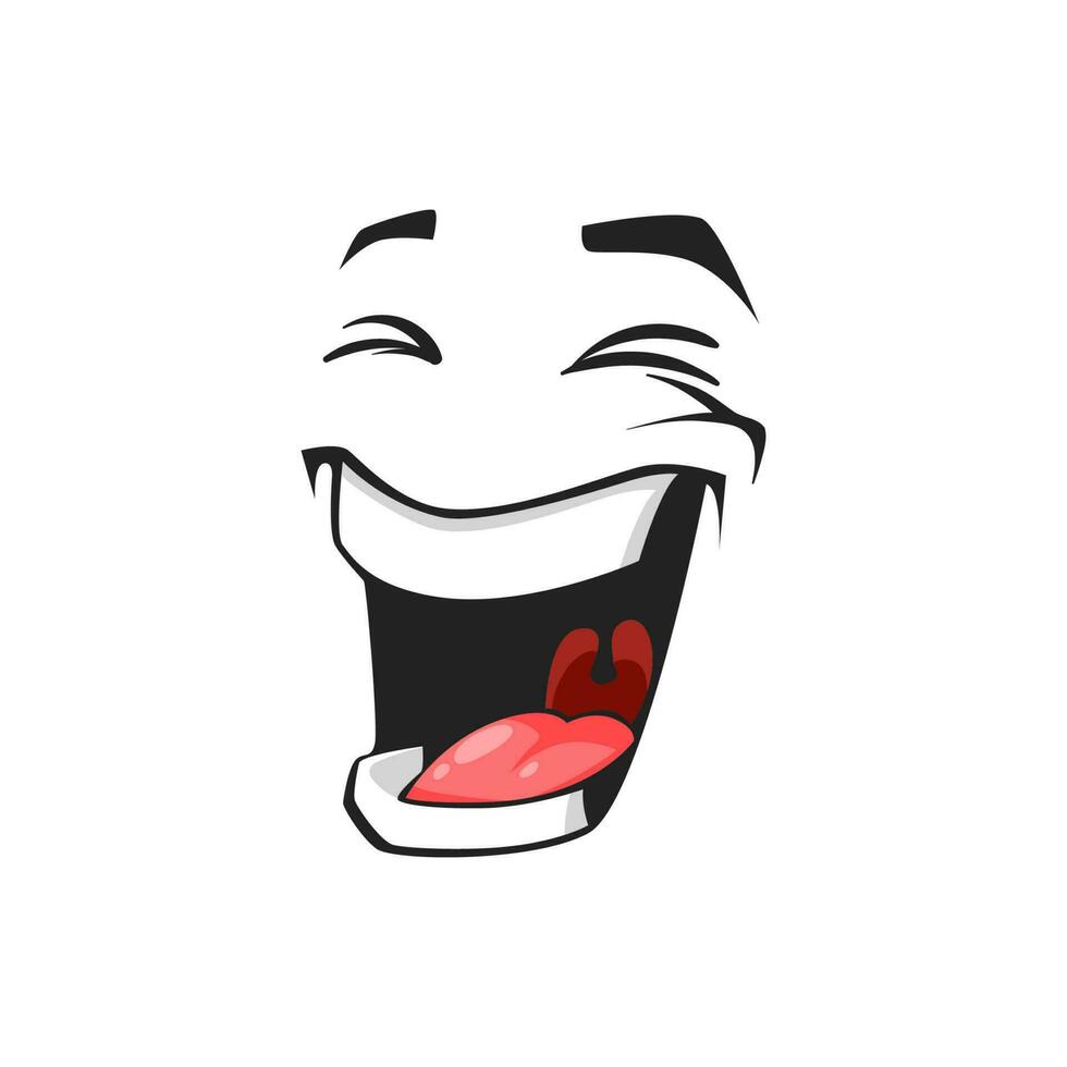 Cartoon laughing face, vector happy emoji, laugh
