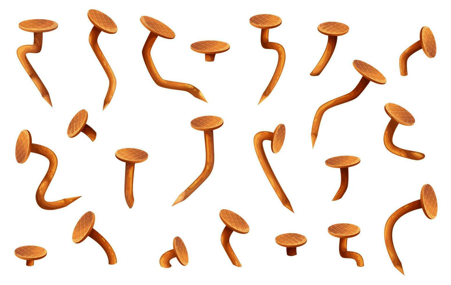 Rusty bent nails and heads vector