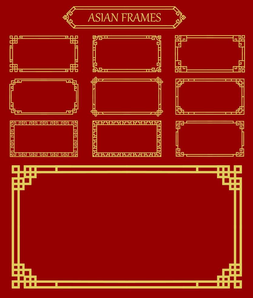 Asian frames and borders, vector embellishment