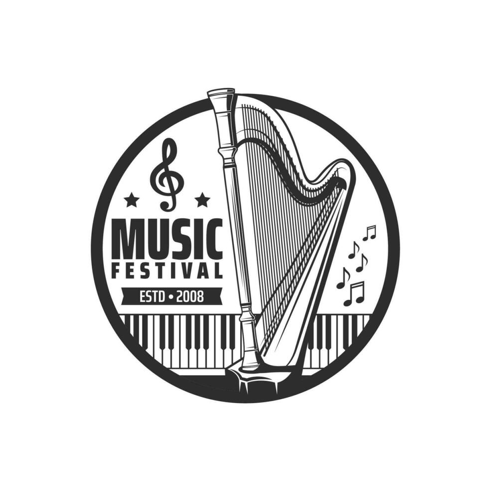 Music festival icon symphonic orchestra concert vector