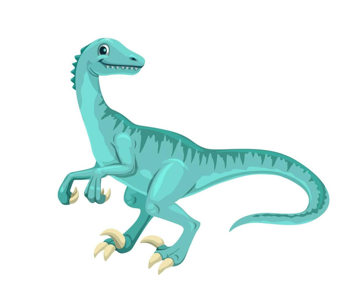 dibujos animados velociraptor dinosaurio cómico personaje vector