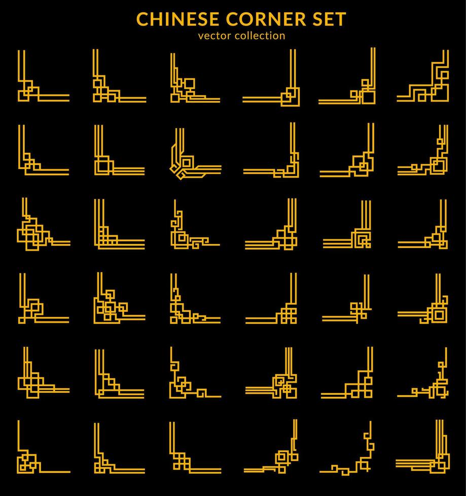 asiático chino dorado marco rincones y divisores vector