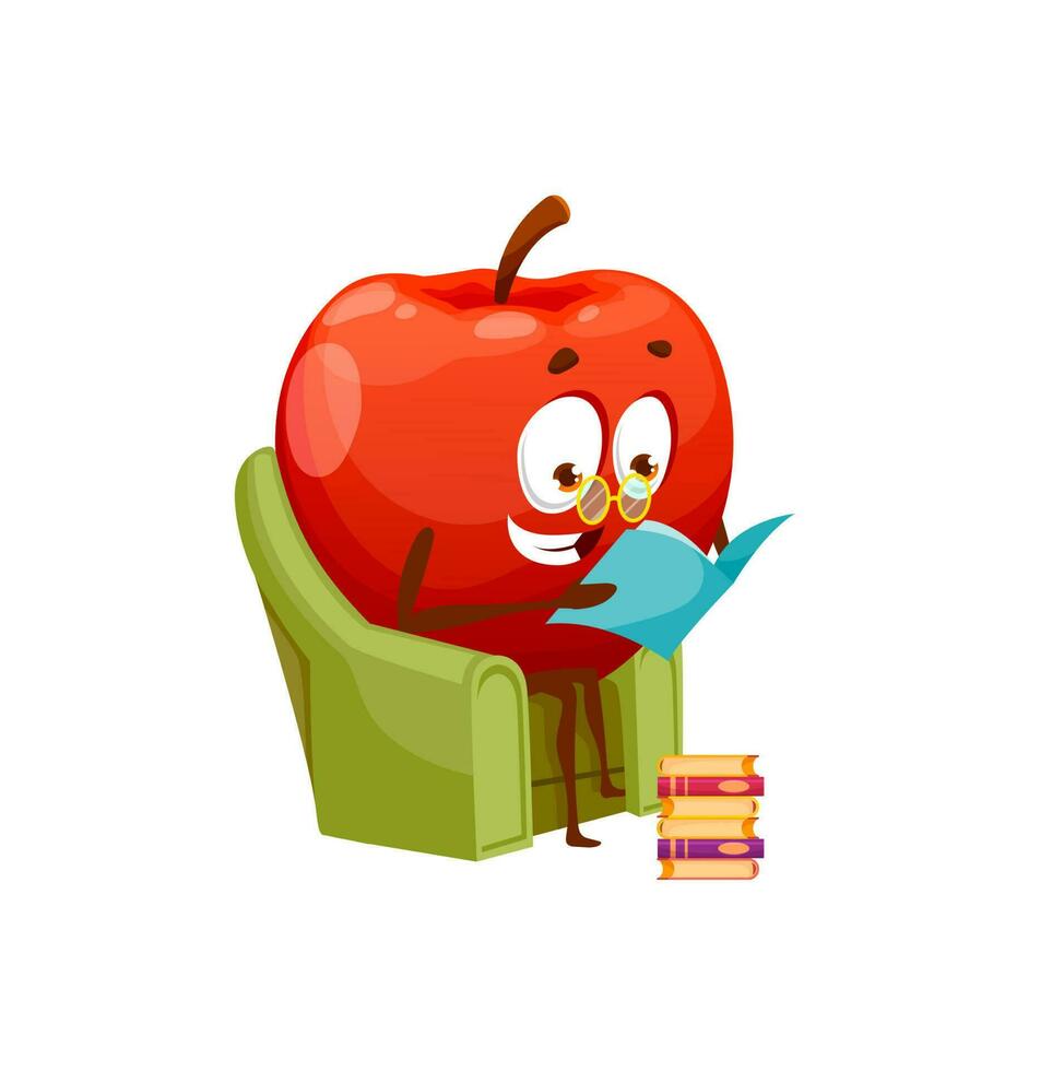 verano Fruta manzana leer libro sentado en Sillón vector